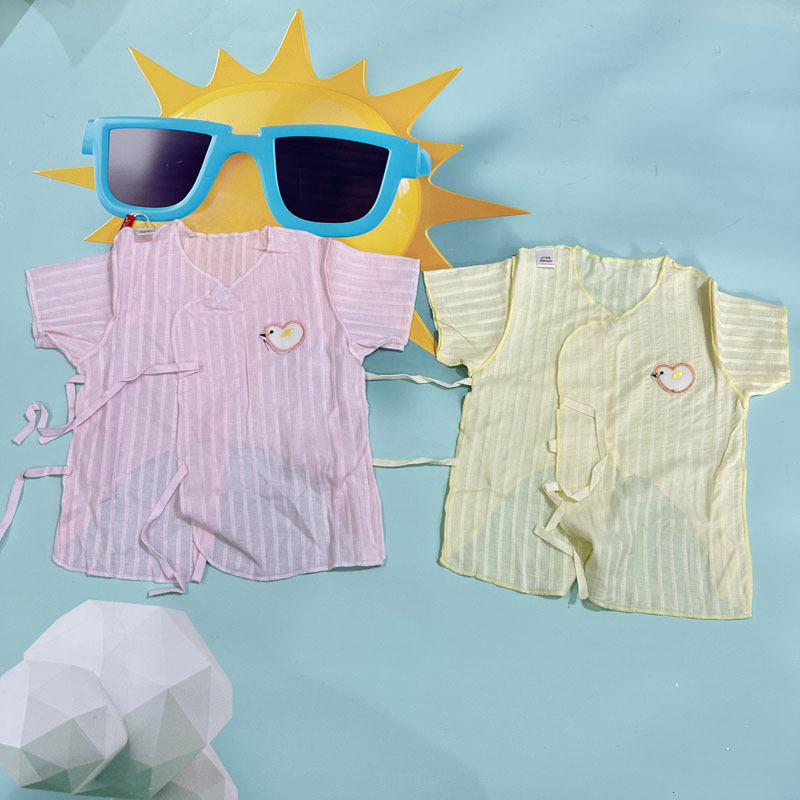 婴儿夏季纯棉短袖上衣宝宝网眼和服新生儿薄款和尚服透气开衫单件