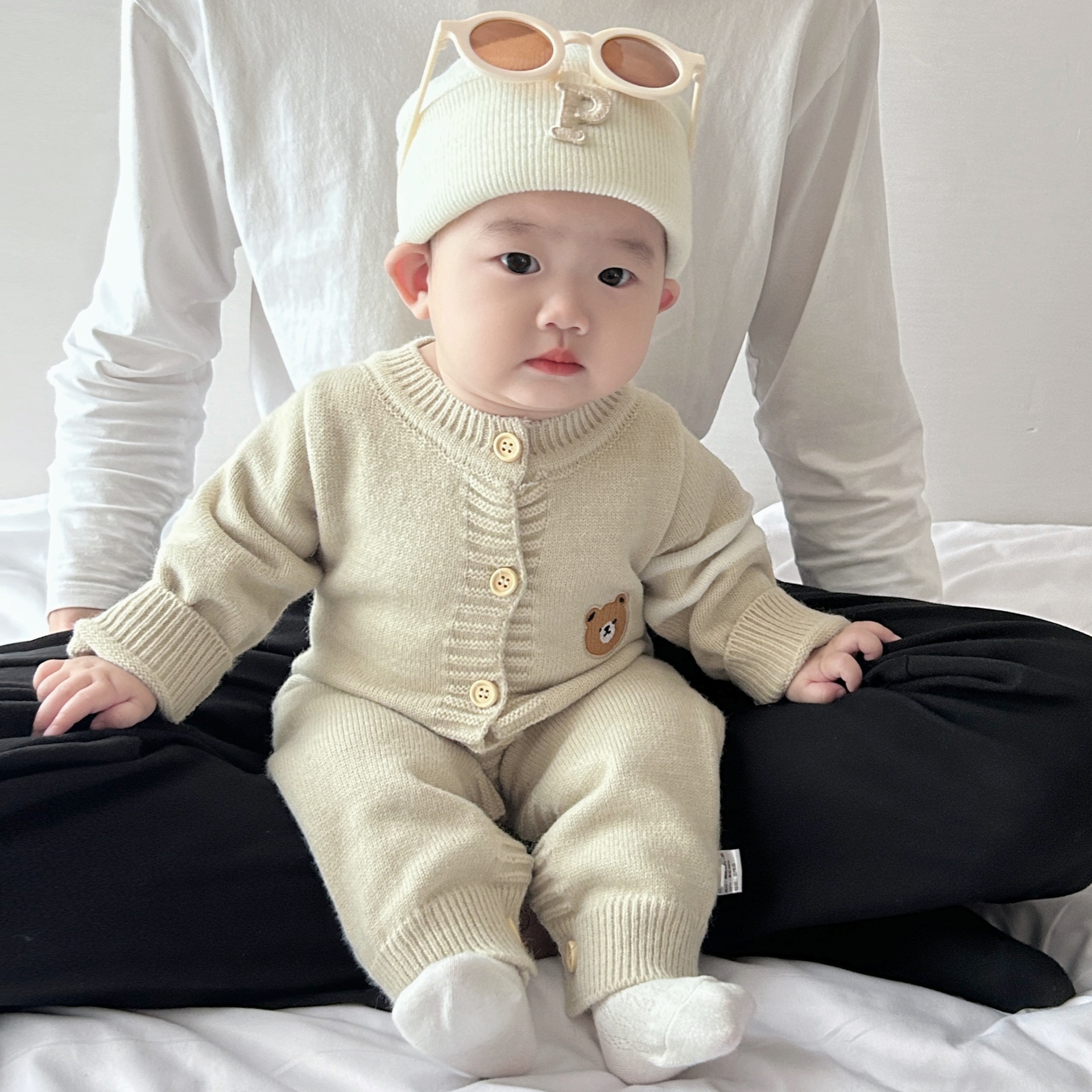 韩版婴儿连体衣服春装男女宝宝针织毛衣哈衣爬服新生儿外出抱衣潮