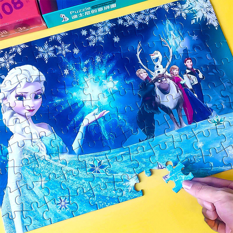 冰雪奇缘爱莎公主拼图3到6岁8一10儿童益智100片女孩7迪士尼玩具