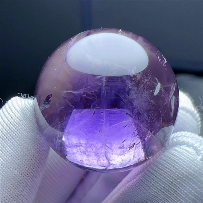 天然紫水晶包裹金字塔多宝珠吊坠 一物一图水晶宝石