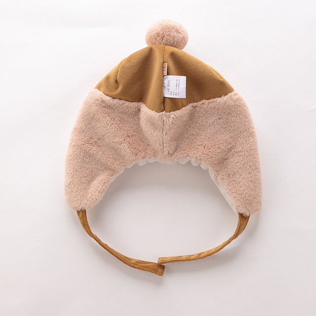 拉比秋冬新款婴儿帽子宝宝加绒护耳帽男女童幼儿保暖毛绒BB帽