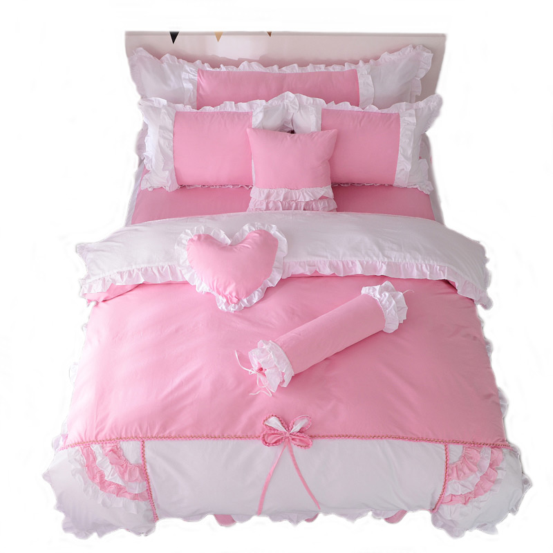 推荐纯棉公主风女孩床上用品床裙四件套床罩可爱儿童三件套1.5米