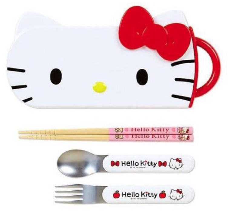 日本制HELLO KITTY儿童餐具组（含筷子、汤匙、叉子）