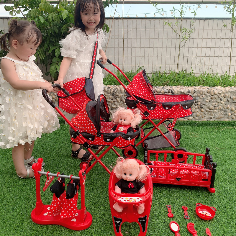 儿童手推车玩具女孩女童礼物过家家折叠带娃娃仿真铁杆宝宝购物车