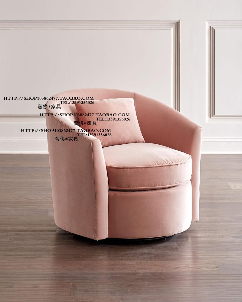 高端定制美式法式实木布艺单人位沙发椅可旋转洽谈椅交椅客厅家具
