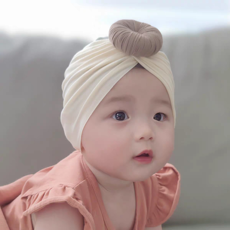 男婴儿帽子0一3个月女宝宝新生儿可爱春秋薄款纯棉甜甜圈初生胎帽
