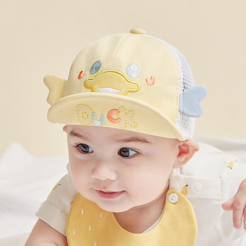 婴儿帽子夏季薄款男宝宝遮阳鸭舌帽儿童防晒太阳帽网眼新生儿透气