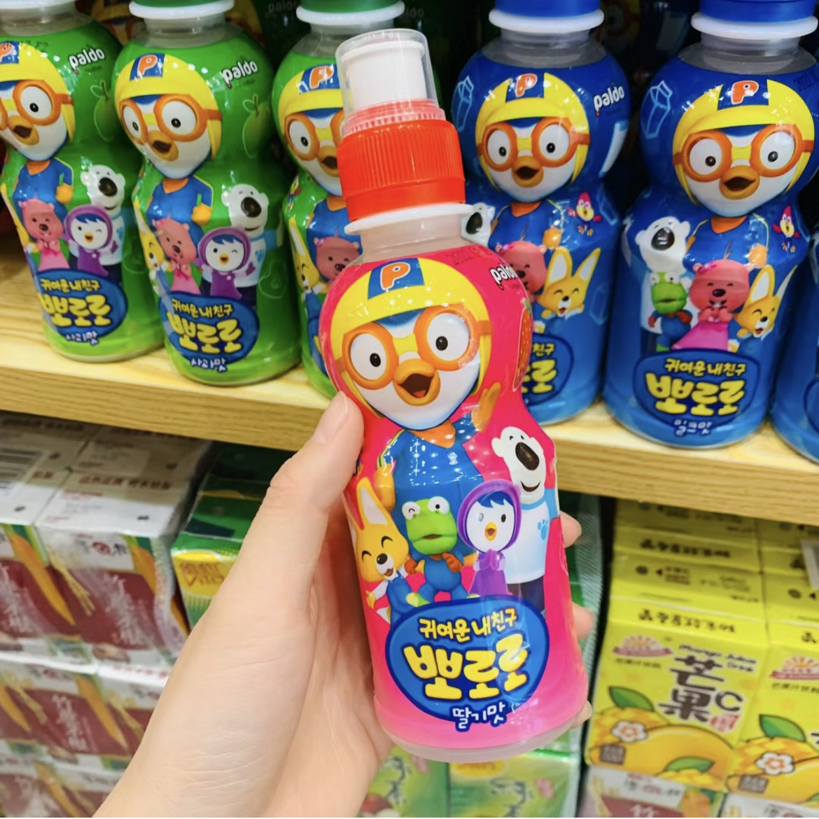 韩国Pororo啵乐乐宝露露果汁饮料啵啵乐儿童果味牛奶味饮品