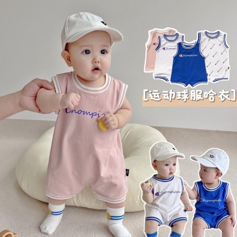 新生婴儿衣服背心无袖连体衣夏装婴幼儿男女宝宝薄款篮球服包屁衣