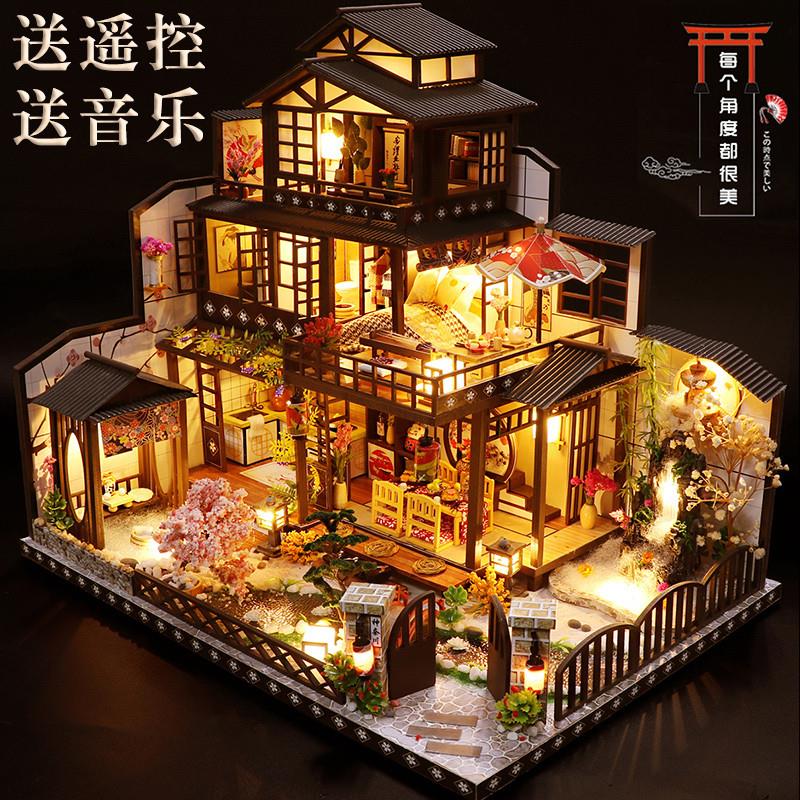 日式diy小屋古都望月大型别墅手工房子建筑玩具模型拼装生日礼物
