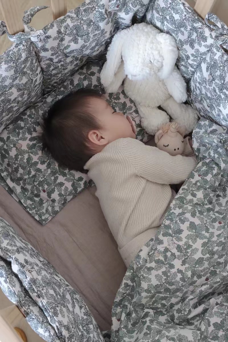 北欧插画风精梳棉婴幼儿床围软包防撞柔软透气新生儿尺寸可定制