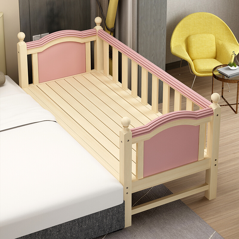 实木拼接床带护栏延边公主床宝宝婴儿小床加宽大床男孩女孩儿童床