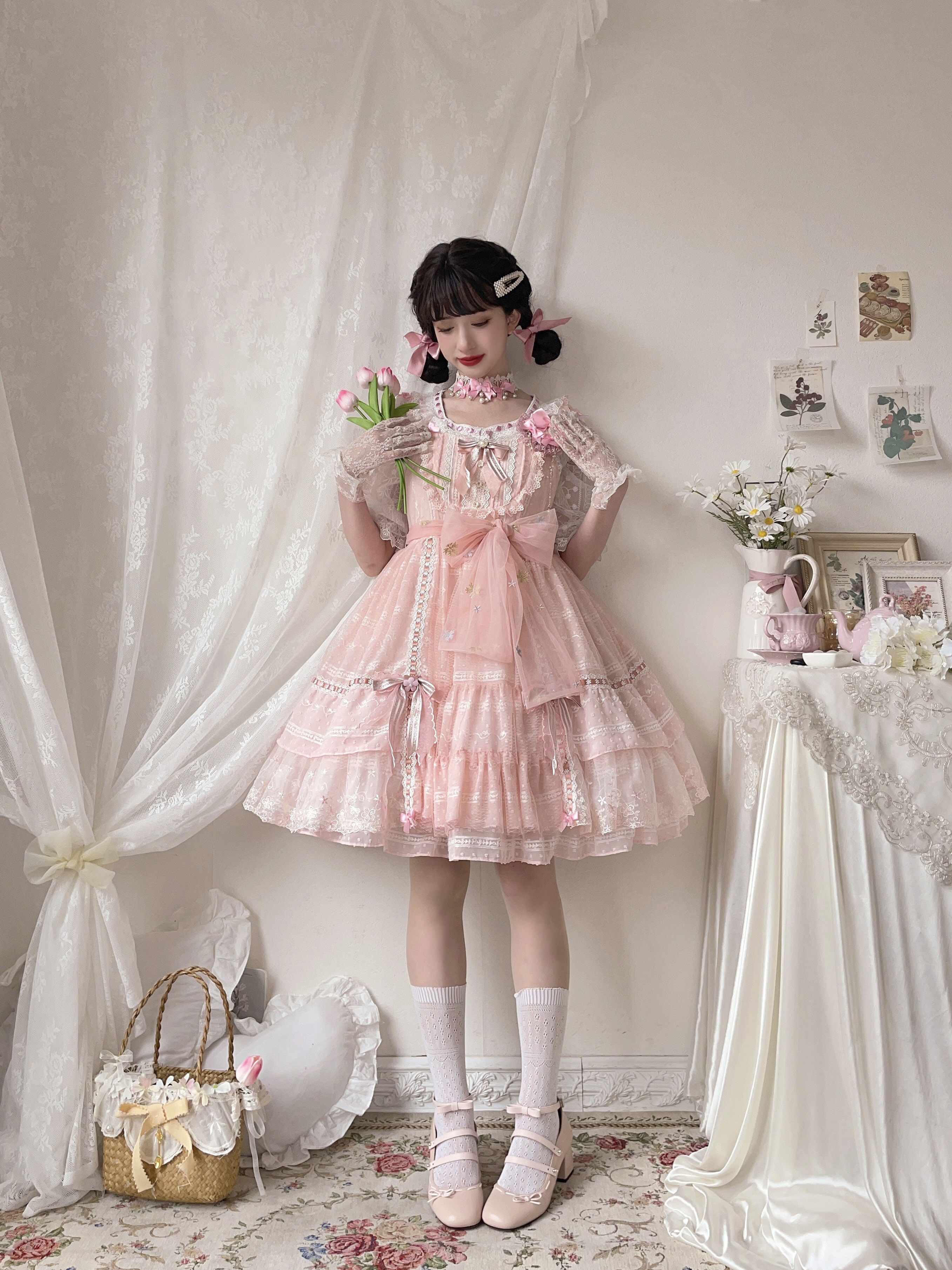 【现货】 慵懒时光纯色jsk  蕾丝公主蛋糕裙 梦境之匙原创lolita