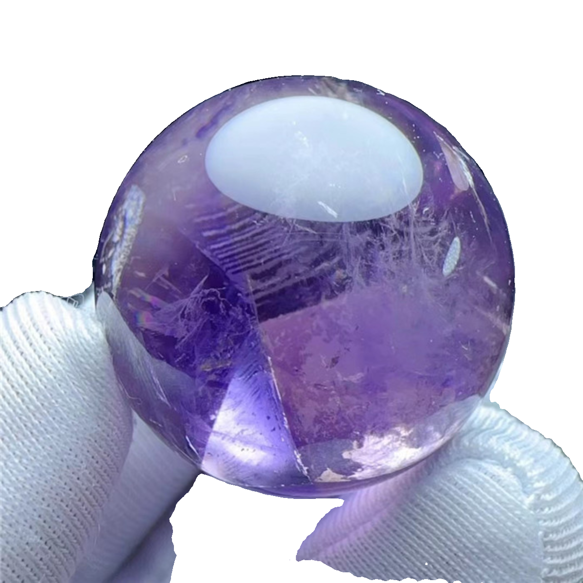 天然紫水晶包裹金字塔多宝珠吊坠 一物一图水晶宝石