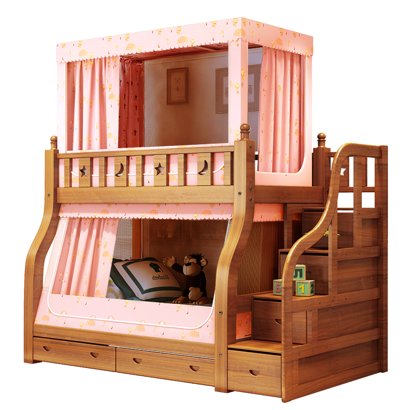 速发上下床蚊帐子母床家用梯形儿童1.8下铺1米8高低5双层床1.5上