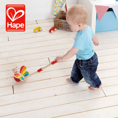 Hape推推乐单杆推车木制宝宝男孩女孩儿童学步助步车木头手推玩具