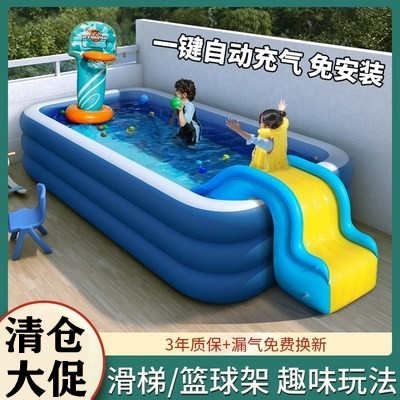 游泳池家用可f折叠婴幼儿童充气游泳桶户外大人小孩滑梯大型戏水