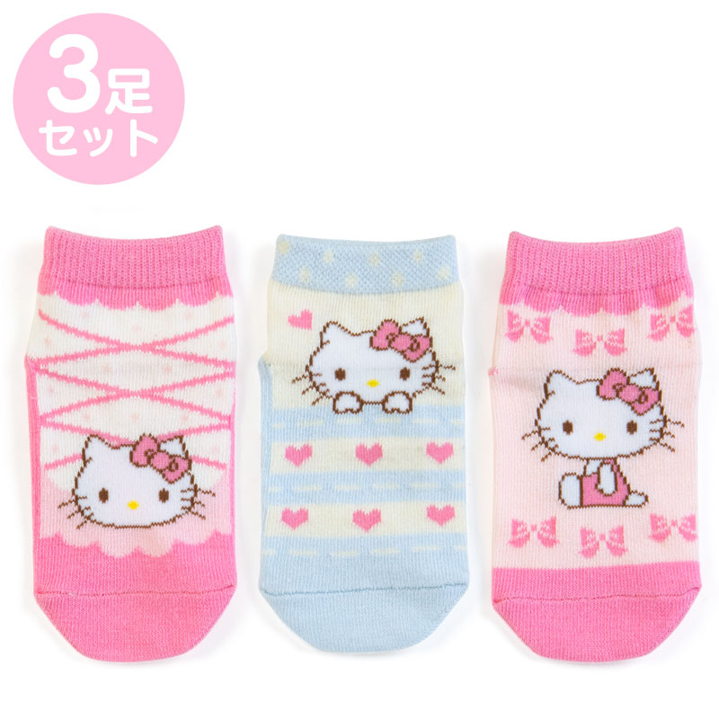 日本Sanrio正品Hello Kitty 嬰兒襪子寶寶襪子三對裝(10-12cm)