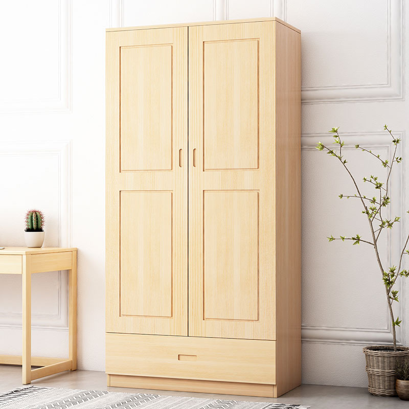 简约现代实木衣柜经济型2门3门推拉门儿童大衣橱卧室简易松木衣柜