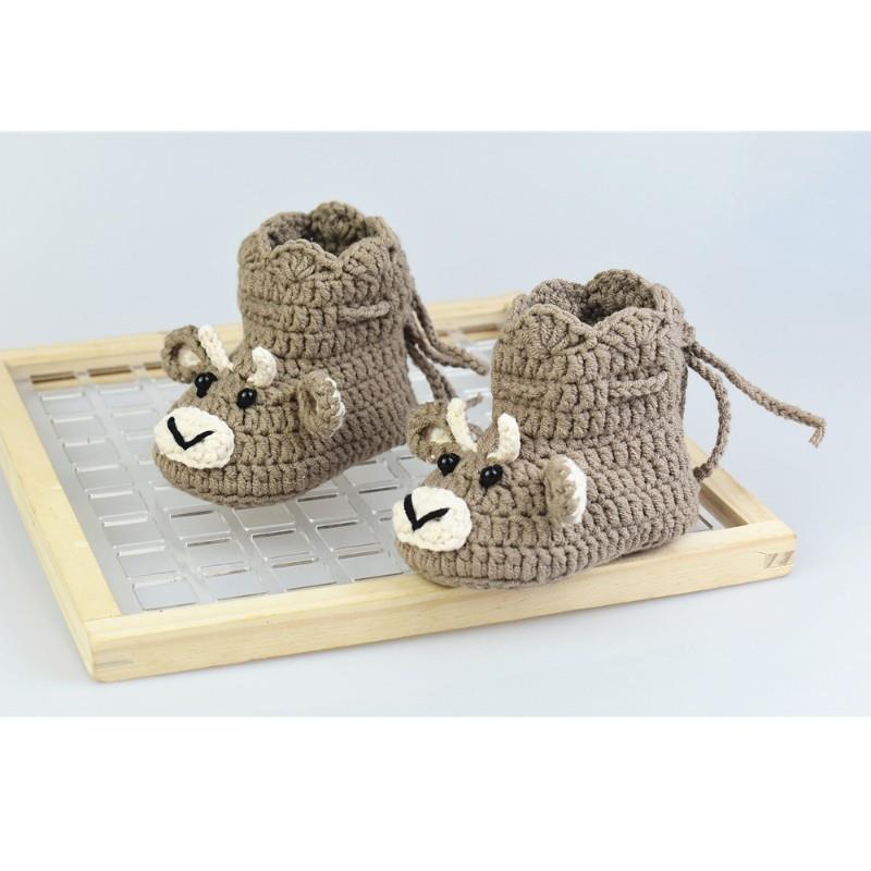 春秋新生婴儿毛线牛宝宝步前鞋0-12个月男女婴幼儿手工编织软底鞋