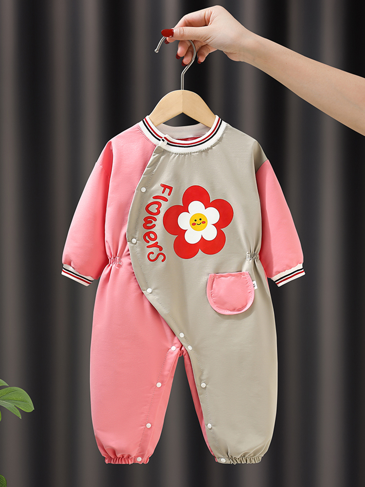 2023新款宝宝罩衣爬行服婴儿一体护衣儿童连体全身防水防脏爬爬服