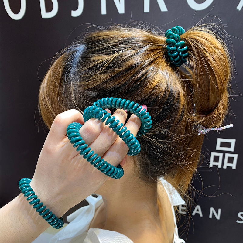新品韩国东大门莫兰迪电话线头绳发圈网红气质扎头发绳防水不伤发