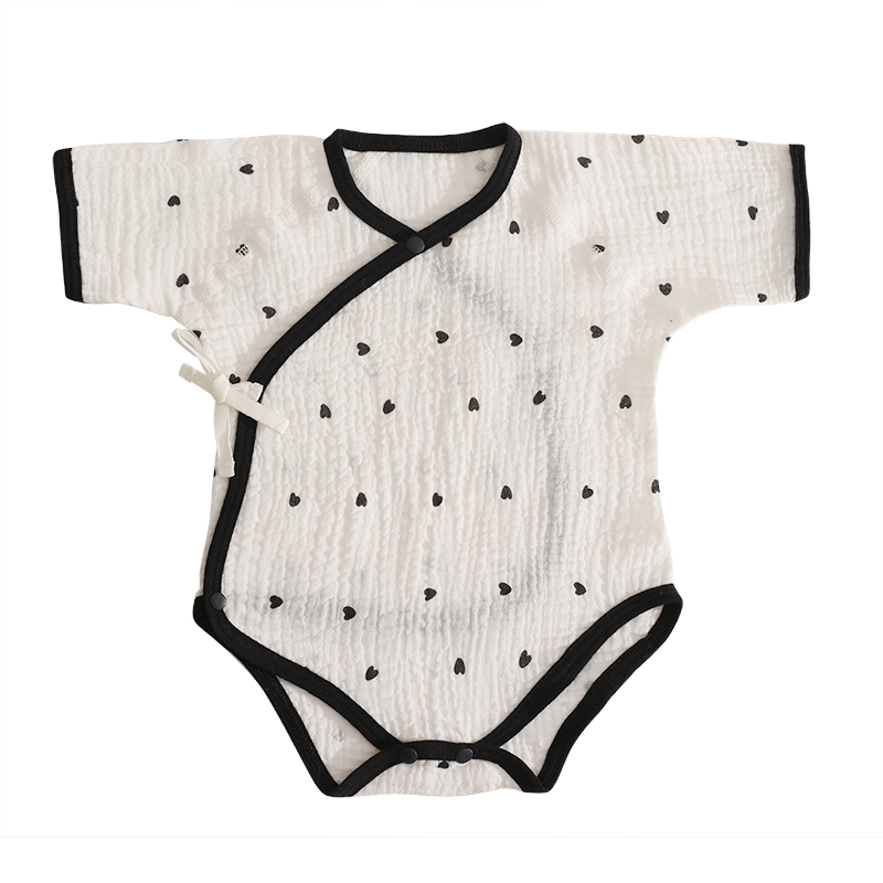 婴儿夏季薄款纱布包屁衣透气纯棉衣服短袖新生儿宝宝三角半袖连体