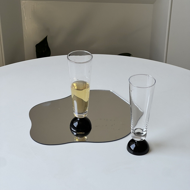中古黑玛瑙笛型香槟杯 法式简约红酒杯 家用气泡酒杯子 甜酒杯子