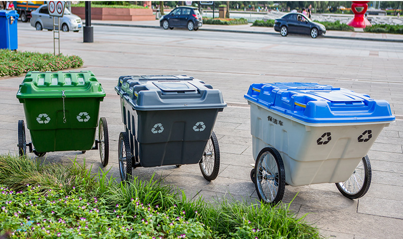 。梓晨莉朵400L户外环卫保洁清运车垃圾桶箱塑料垃圾车手推车工程
