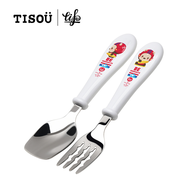 TISOU宝宝儿童不锈钢辅食叉子勺子学习训练筷子吃饭餐具