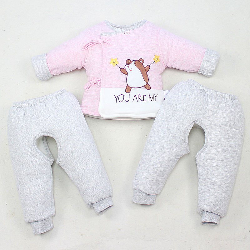新生婴儿棉衣套装冬季加厚棉服三件套男女宝宝秋冬装棉袄0-36个月