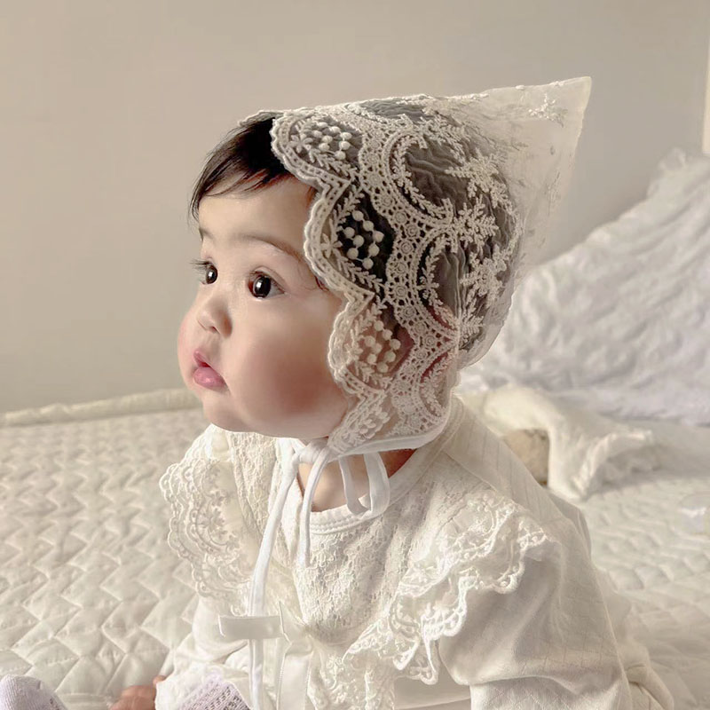 ins春夏新款韩国女宝宝蕾丝公主帽子 婴幼儿童精灵胎帽 百天周岁