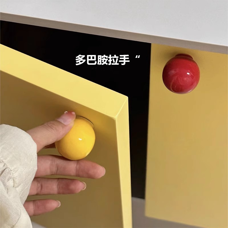 儿童房衣柜拉手日式极简可爱彩色圆球柜子圆形柜门单孔抽屉把手