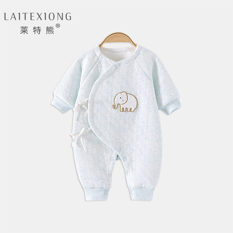 初生婴儿衣服纯棉0-3个月宝宝和尚服夹棉新生儿连体衣保暖春秋冬