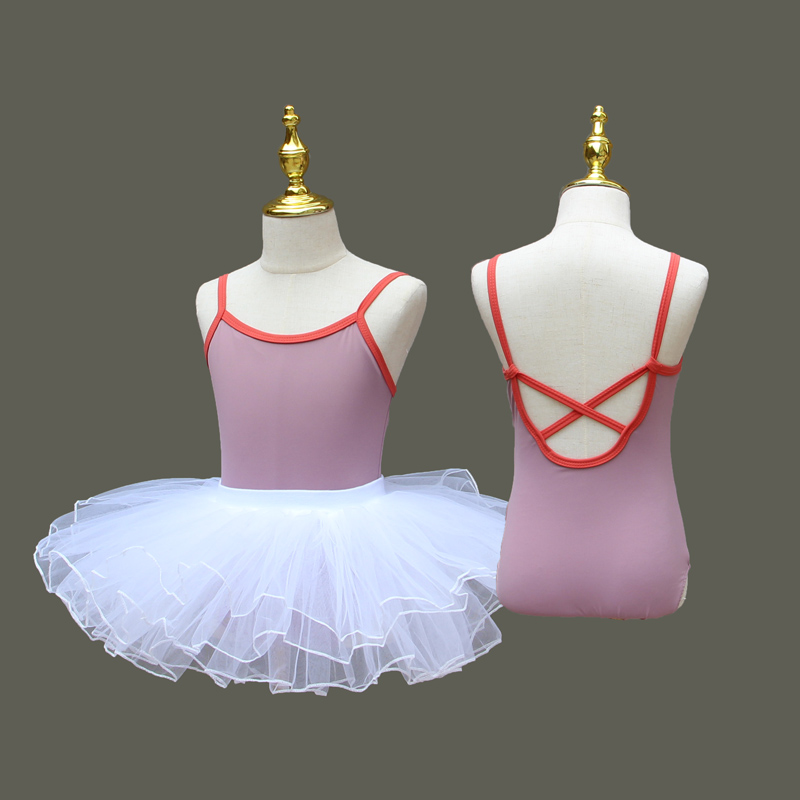 儿童舞蹈服女童芭蕾民族中国舞考级形体服少儿夏季吊带跳舞练功裙
