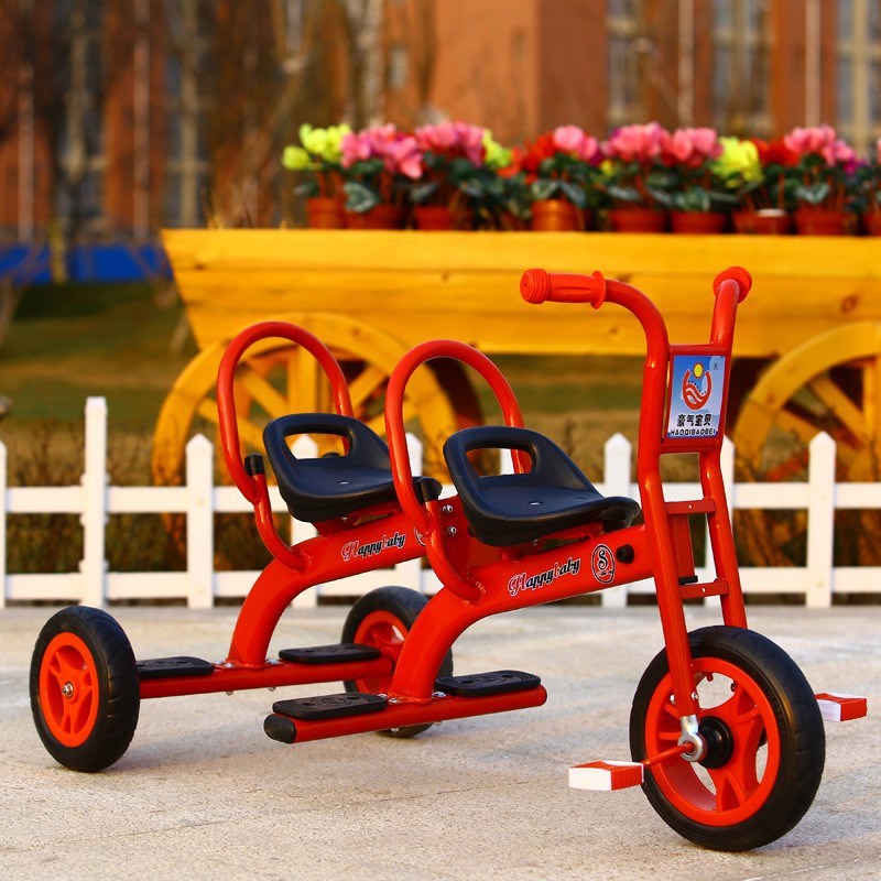 幼儿园儿童三轮车二人骑脚踏三轮车/双人自行车户外运动玩具童车
