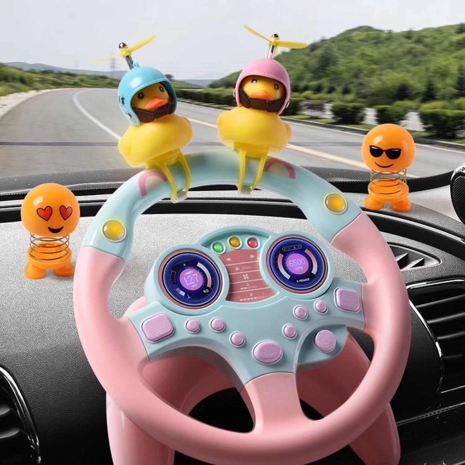 网红同款宝宝汽车副驾驶方向盘儿童后座玩具女朋友仿真车载模拟器