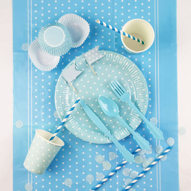 男孩宝宝宴蓝色主题生日派对用品装饰套装一次性餐具纸盘纸杯纸巾