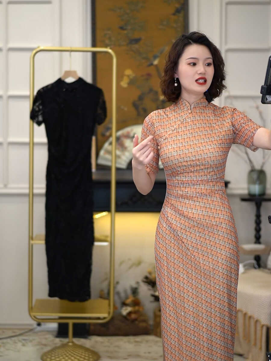 新中式旗袍夏季女高级感改良年轻款修身复古晚礼服新中式长款