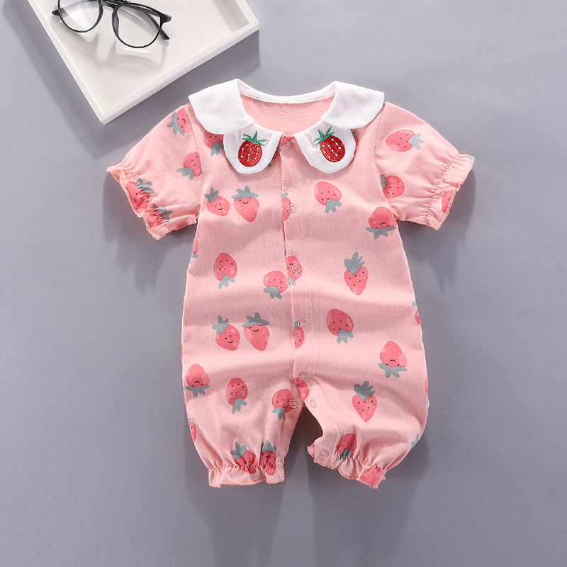婴儿夏装连体衣服女宝宝睡衣短袖薄款网红可爱春夏季超萌洋气套装