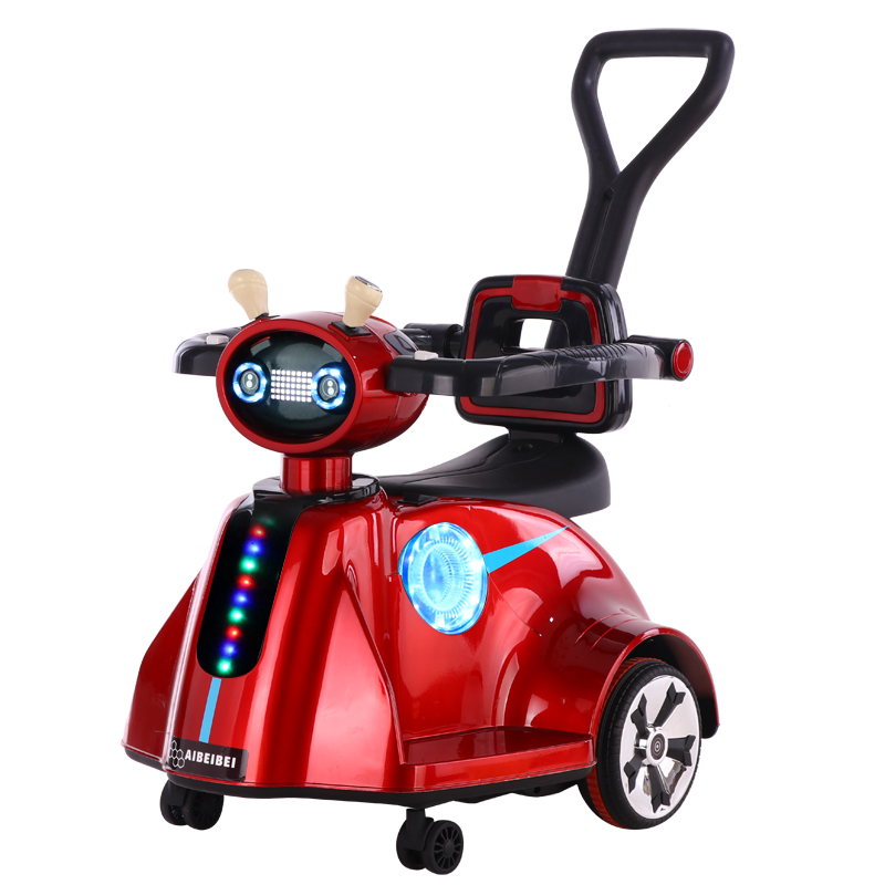 新品儿童电动车可坐人网红瓦力玩具车旋转宝宝手推遥车小孩飘逸转