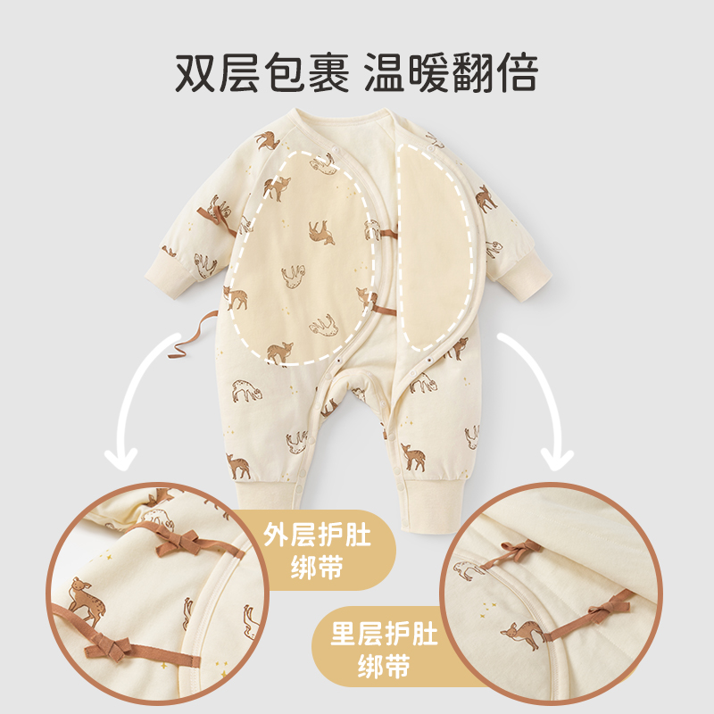 速发轻薄棉保暖新k生婴儿衣服秋冬季棉衣棉服宝宝夹棉连体哈衣和