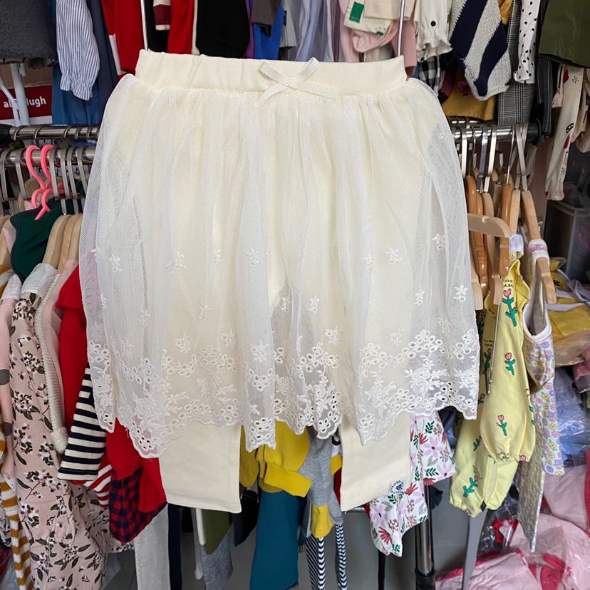 韩国阿路童装2020秋新款女童白色蕾丝裙打底裤假两件裤裙女宝宝