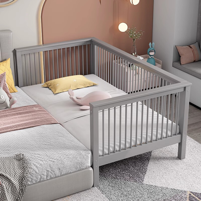 定制儿童床带护栏小床婴儿男孩公主床单人床边床加宽拼接大床榉木