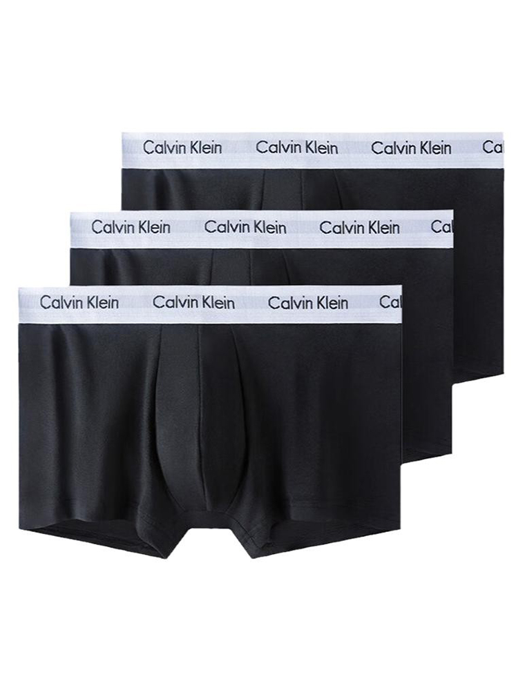 Calvin Klein卡尔文·克莱恩 男士平角内裤弹性透气棉平角裤3条装