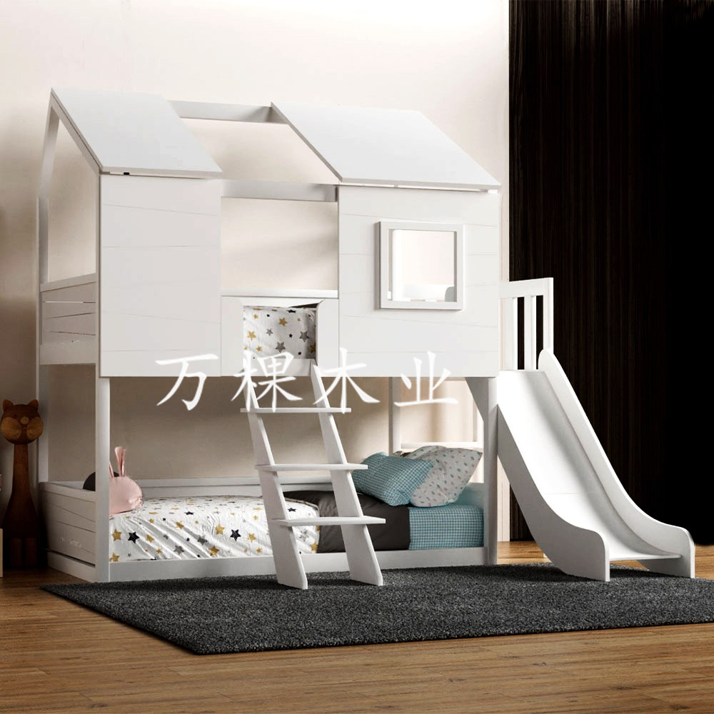 小户型滑梯儿童床单层高架床定制多功能双层上下床树屋城堡公主床