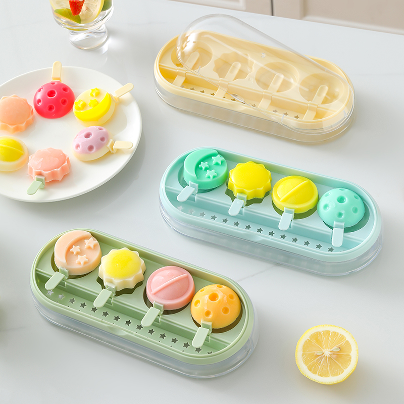 雪糕模具食品级硅胶家用带盖儿童创意冰糕冰棒自制冰淇淋模具套装