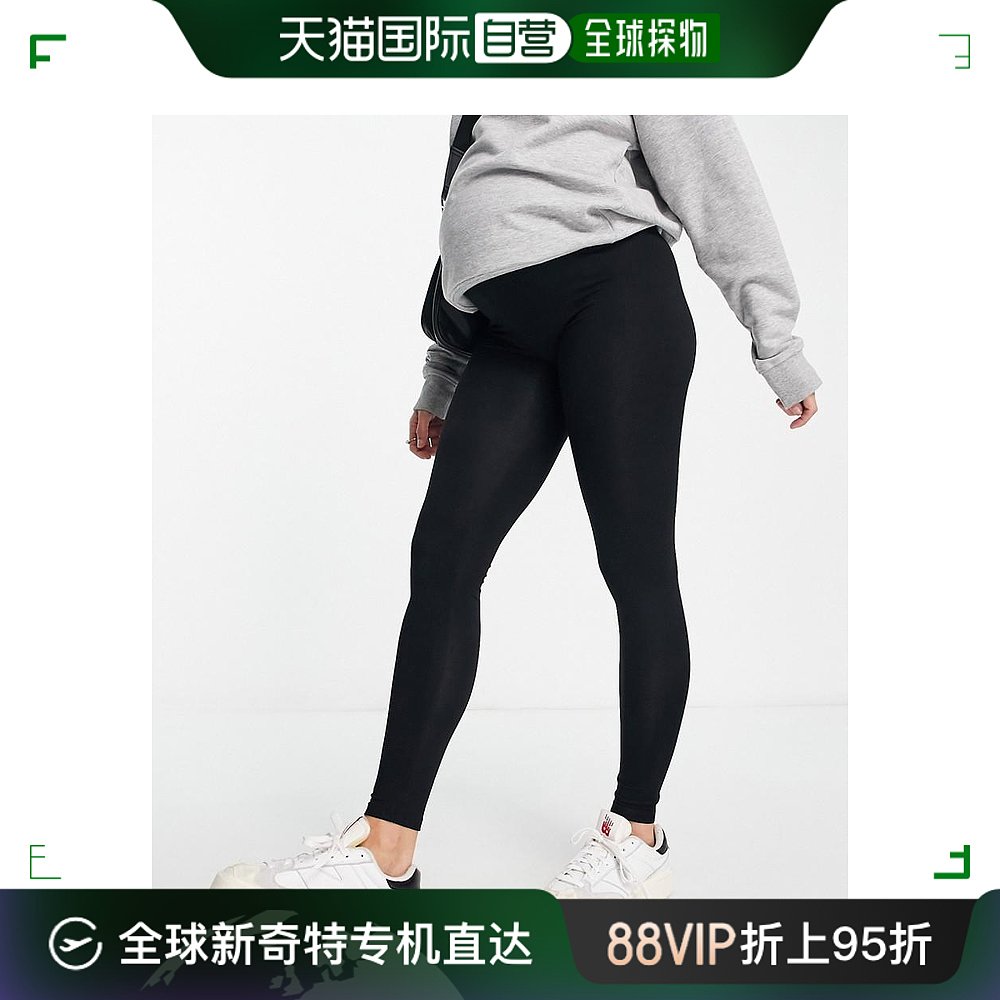 香港直邮潮奢 maternity 女士over bump 设计孕妇装打底裤(黑色)