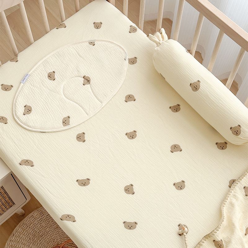 婴儿床笠新生儿全棉床单宝宝纱布床罩四季儿童拼接床床垫套可定制