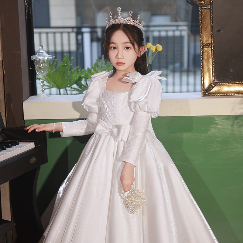 定制儿童高端晚礼服花童婚礼小女孩公主裙女童主持人钢琴演出服长